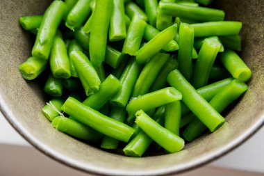 Taze Çiğ Yeşil Fasulye Kasede Yakın Çekimde