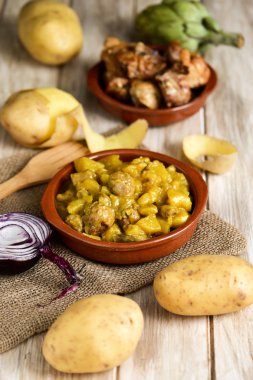 stew with potatoes and meatballs clipart