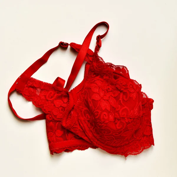 Red lace bra — Stock Photo, Image