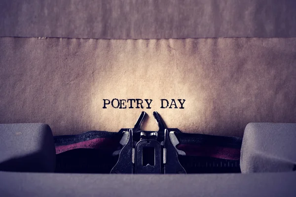 Text poetry day written with a typewriter — Stock Photo, Image