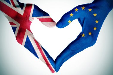 eller desenli İngiliz ve Avrupa bayrağı oluşturan bir