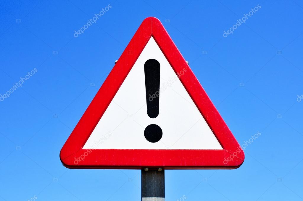 triangular traffic sign with an exclamation mark