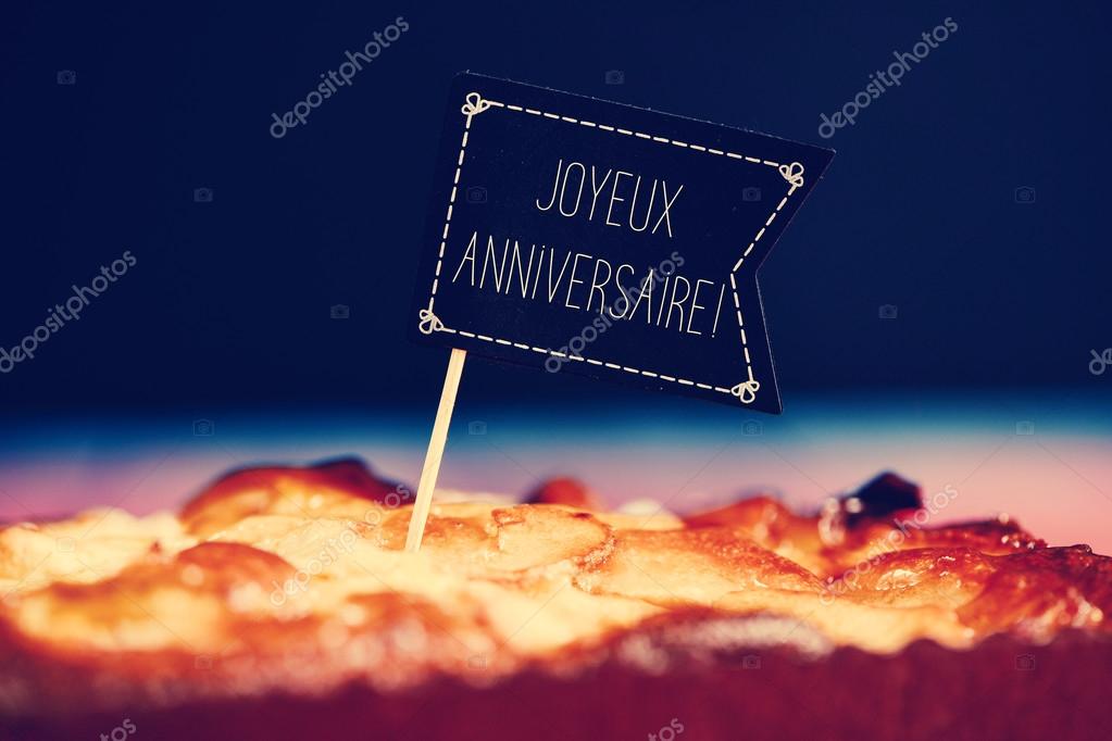 Photo Joyeux Anniversaire Cake With Text Joyeux Anniversaire Happy Birthday In French Stock Photo C Nito103