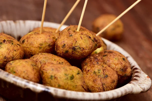 Bunuelos de bacalao, spanish cod fritters — Stock Photo, Image