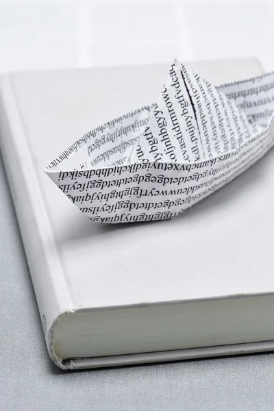 Паперовий човен на відкритій книзі — стокове фото