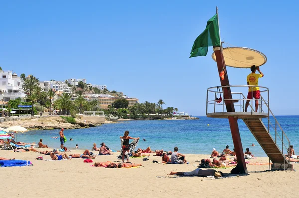 SES plaży Figueretes w mieście Ibiza, Hiszpania — Zdjęcie stockowe