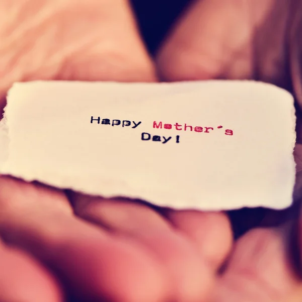 Piece of paper with text happy mothers day — Stock Photo, Image