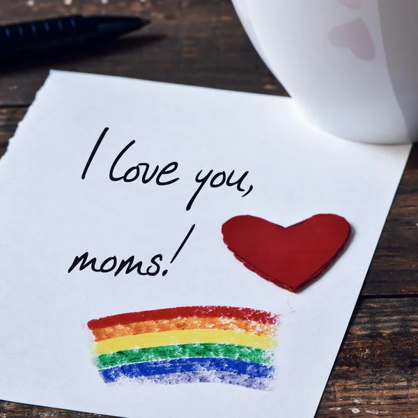 Texte Je vous aime les mamans écrit dans une note — Photo