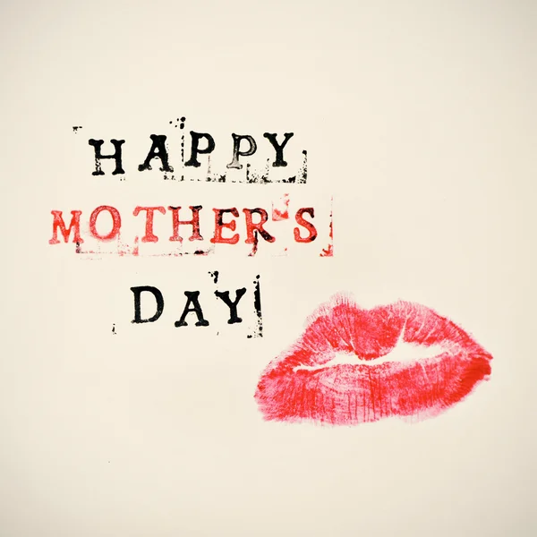 Beijo e texto feliz dia das mães — Fotografia de Stock