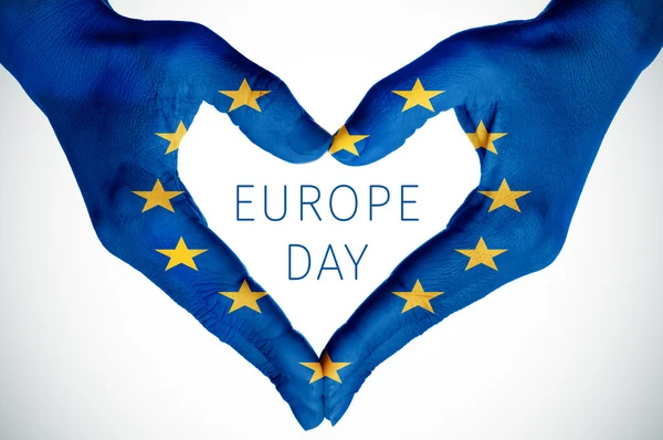 Ημέρα της Ευρώπης καρδιά και κείμενο — Φωτογραφία Αρχείου