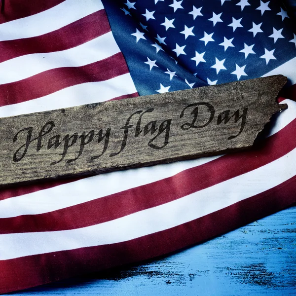 Text happy flag day and flag of the United States — Stock Photo, Image