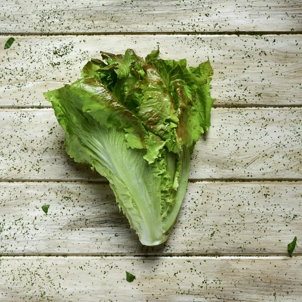 Lattuga su un tavolo bianco rustico — Foto Stock