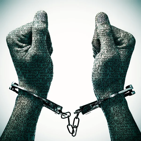 Man with handcuffs in his wrists — Stock Photo, Image