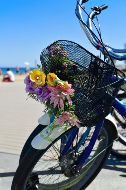 Barcelona'da çiçekli bisiklet. İspanya