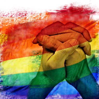 rainbow flag and man hands praying clipart