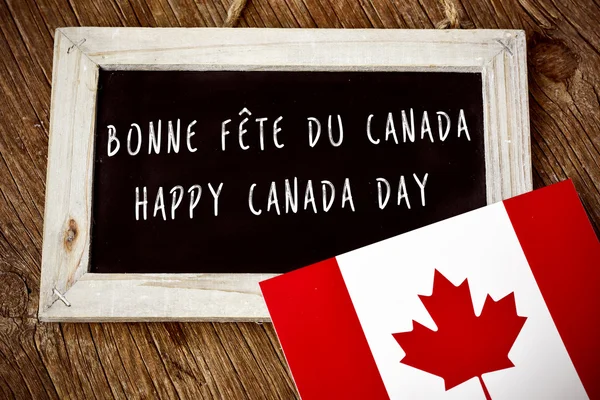 Texto Feliz Dia do Canadá em francês e inglês — Fotografia de Stock