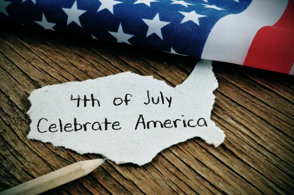 Testo 4 luglio Celebrare l'America e la bandiera americana — Foto Stock