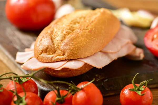 Braised turkey ham sandwich — Stock Photo, Image