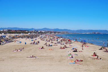 El Cabanyal ve La Malvarrosa plajlar Valencia, İspanya