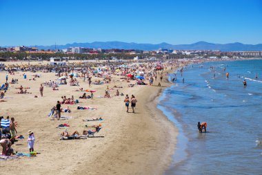 El Cabanyal ve La Malvarrosa plajlar Valencia, İspanya
