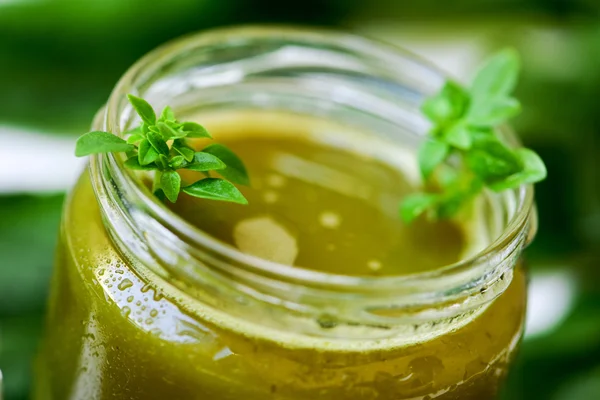 Detox smoothie in a jar glass — Stock Photo, Image