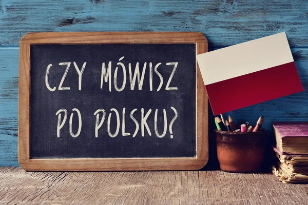 Pytanie czy mówisz po polsku? napisane w języku polskim — Zdjęcie stockowe