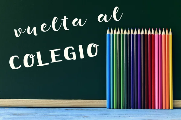 Text vuelta al colegio, retour à l'école en espagnol — Photo