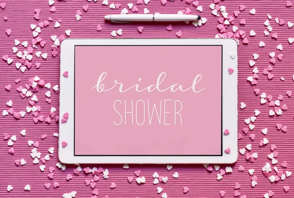 Text bridal shower in a tablet computer — Stockfoto