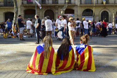rally in support for the independence of Catalonia in Barcelona, clipart