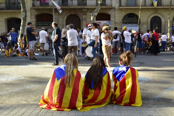 Manifestación en apoyo a la independencia de Cataluña en Barcelona , — Foto de Stock