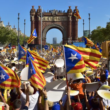 Barcelona'da Katalonya Bağımsızlık için destek ralli,