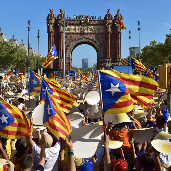 Kundgebung zur Unterstützung der Unabhängigkeit Kataloniens in Barcelona, — Stockfoto