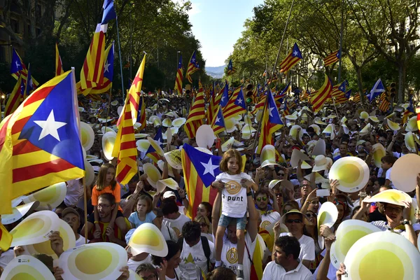 Rally i stöd för självständighet för Katalonien i Barcelona, — Stockfoto