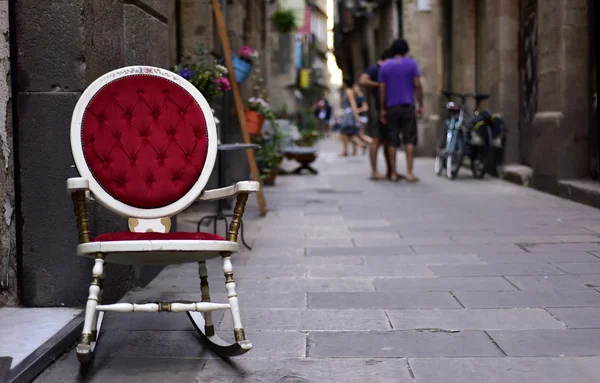 Gågatan i stadsdelen Born i Barcelona, Spanien — Stockfoto