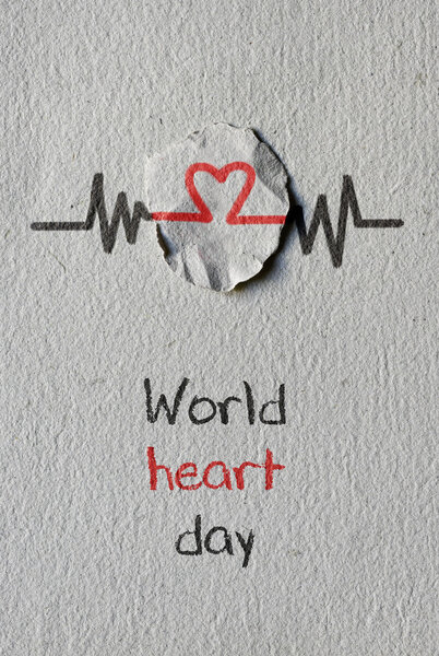 Heart symbol and the text world heart day — Stock Photo, Image