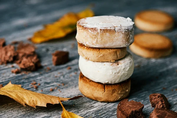 Ein Stapel Mantecados Und Polvorones Eine Typische Weihnachtskonfektion Spanien Auf — Stockfoto