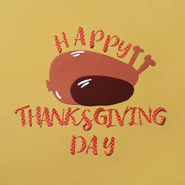 Paper Cutout Shape Roast Turkey Text Happy Thanksgiving Day Cutout — Stock Photo, Image