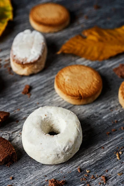 Několik Mantecados Polvorones Roscos Vino Typické Vánoční Cukroví Španělsku Rustikálně — Stock fotografie