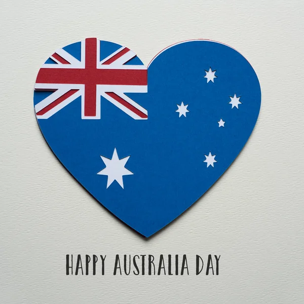 Australian Flag Shape Heart Made Cutouts Paper Different Colors Text — Stock Photo, Image