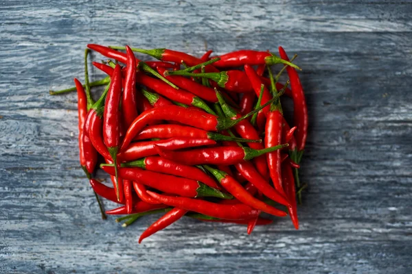 High Angle View Some Red Chili Peppers Arranged Block Shape — Stock Photo, Image