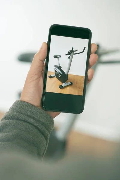 Closeup Young Caucasian Man Taking Picture His Smartphone His Used — Stock Photo, Image