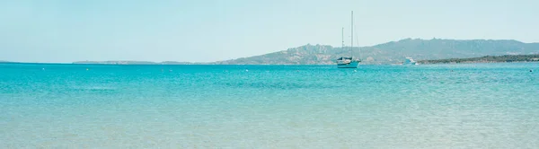 Sailboat Yacht Sailing Calm Water Mediterranean Sea Sardinia Italy Seen — Stockfoto