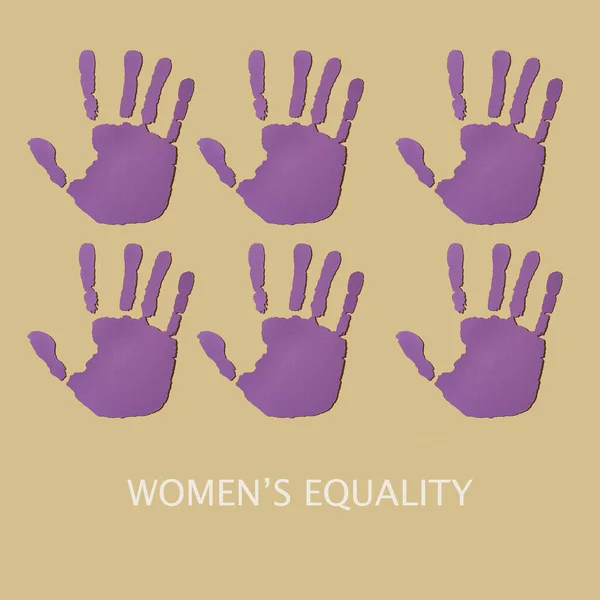 Szöveg Nők Egyenlőség Néhány Kéz Vágott Egy Ibolyaszín Papírt Ábrázoló — Stock Fotó