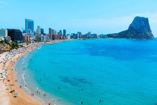 Calpe Spagna Agosto 2021 Vista Panoramica Sulla Spiaggia Principale Calpe — Foto Stock