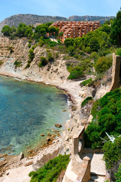 Blick Auf Den Strand Von Cala Manzanera Calpe Der Region — Stockfoto