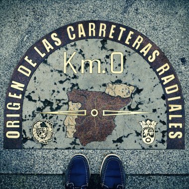 puerta del sol, madrid, İspanya, kilometre sıfır noktasıyla yeniden