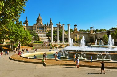 sihirli Çeşmesi ve palau nacional montjuic Barcelona, spai içinde