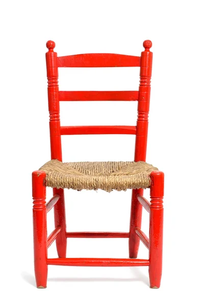 Vieille chaise en osier rouge — Photo