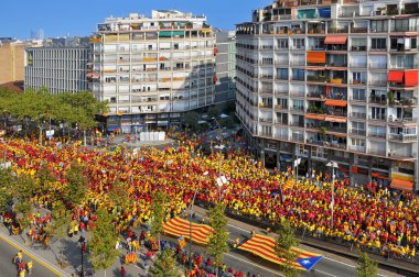 celebration of the National Day of Catalonia in Barcelona, Spain clipart