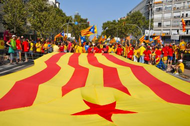 celebration of the National Day of Catalonia in Barcelona, Spain clipart